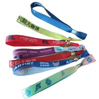 Braceletes de tecido de fita em verde ID Pulseiras de poliéster para eventos e festivais