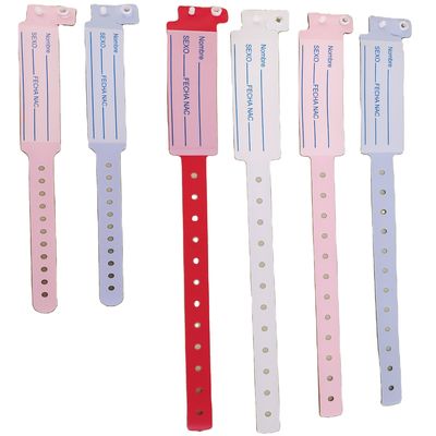 Pacientes hospitalares Pulseira de identificação médica de PVC Pulseira de 250*25mm e 170*18mm Tamanhos