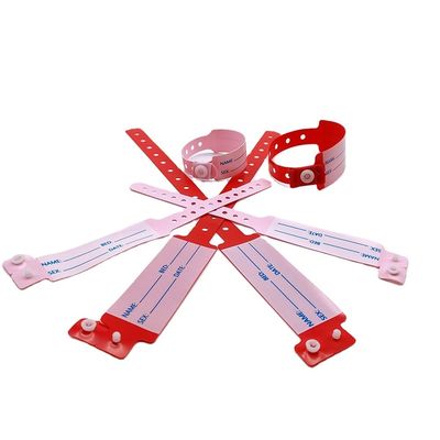 Pulseira de identificação do paciente de vinil à prova d'água 100pcs/caixa Pulseiras de identificação de PVC personalizadas para hospital