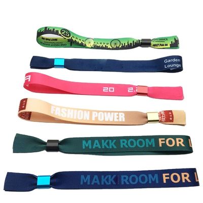 Eventos personalizados Festa RFID pulseiras com tecido de cetim e impressão de logotipo de marca