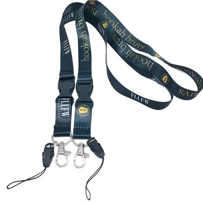 Impressão de tela de seda Poliéster Neck Lanyards com carteira portadores Keychain telefone celular
