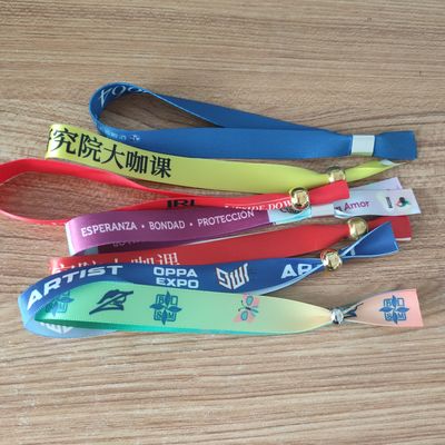 Braceletes de tecido de fita em verde ID Pulseiras de poliéster para eventos e festivais