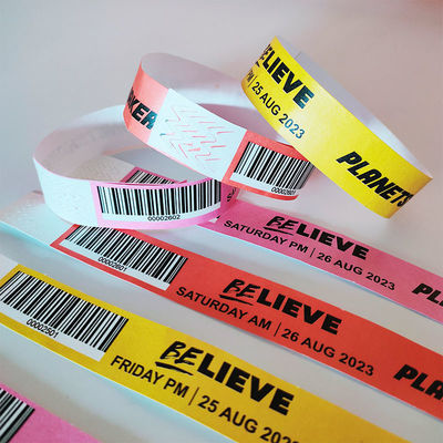 Impressão personalizada azul Dupont/Tyvek Pulseiras para eventos/festivais 250*25mm Largura de faixa