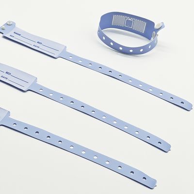 Pulseira suave para bebê recém-nascido com chip RFID NFC e logotipo personalizado em material PVC azul