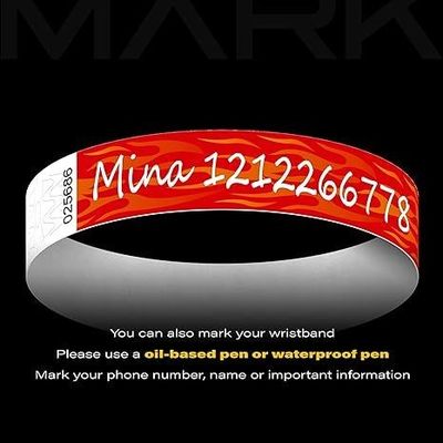 250*25mm e 250*19mm Tyvek Papel Pulseira com Requisitos de Impressão Personalizados