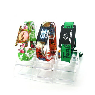Logotipo personalizado de tecido de cetim pulseiras RFID Ideal para convidado / VIP / vendedor / mídia / material / artista