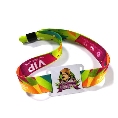 Logotipo personalizado de tecido de cetim pulseiras RFID Ideal para convidado / VIP / vendedor / mídia / material / artista