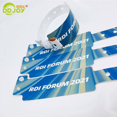 PE Entrada à prova d'água Bilhetes Pulseira para Eventos Clube Parque Logotipo de Impressão Personalizado