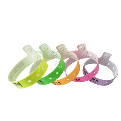Identificação Pulseiras de plástico de vinil fechamento personalizado cor neon para eventos festas