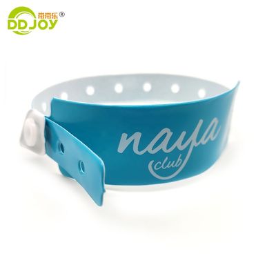 Braceletes de botão de PVC de identificação clara e design personalizado para hotéis