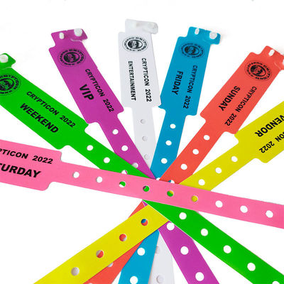 ISO9001 Certificado Custom CMYK Impressão Digital pulseira de plástico à prova d'água para hotel