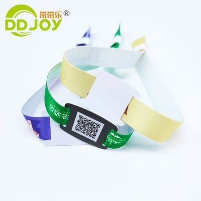 Pulseiras de tecido RFID amarelo personalizadas para eventos de festivais confortáveis