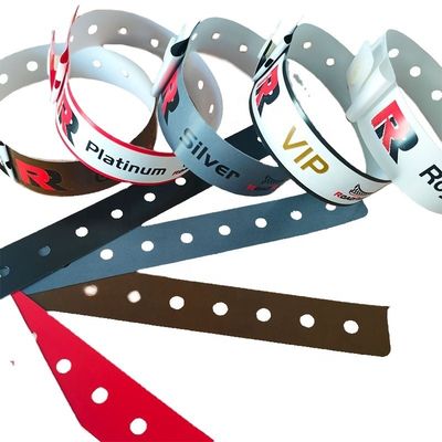 250*25mm/250*19mm Pulseira de plástico impermeável de uso único personalizada para parque/eventos/festival