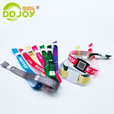 Controle de acesso Eventos personalizados Bilhete Pulseira RFID tecida Tecido Pulseira NFC Tamanho regular 350 * 15mm