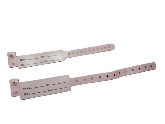 Pacientes hospitalares Pulseira de identificação médica de PVC Pulseira de 250*25mm e 170*18mm Tamanhos
