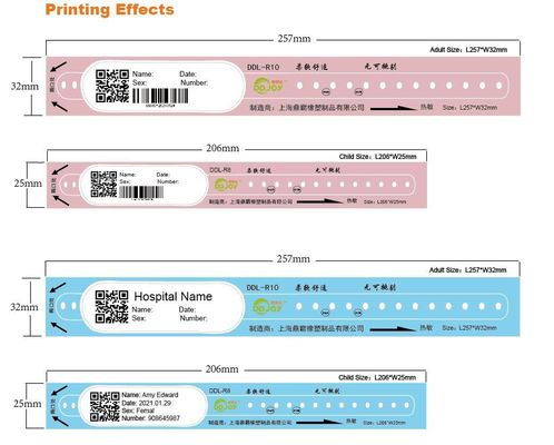 Impressora GODEX Pulseira de uso único e impermeável rosa para identificação de doentes hospitalizados