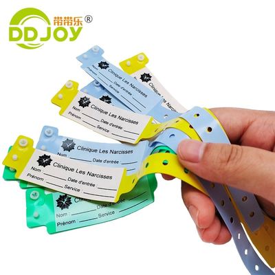 Banda de PVC macia amarela para identificação do paciente do hospital Logotipo personalizável e impermeável pela DDJOY
