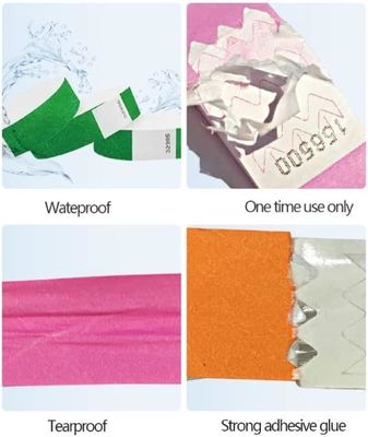Papel impresso Tyvek pulseira para eventos e festas resistente a lágrimas OEM Logo aceitável