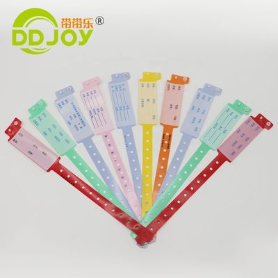 Pulseira de PVC descartável personalizada para doente super macia 170*18mm Informações para crianças