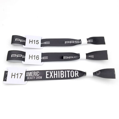 Impressão de logotipo personalizado Pulseiras Pulseiras de tecido de cetim Chip RFID para festas e eventos