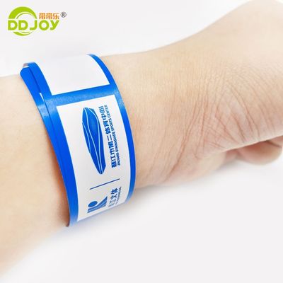 Logotipo personalizado Pulseira de papel sintético azul Pulseira para bilhetes de entrada cênica