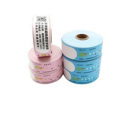 205*25mm Rejeitável Impotente Código Qr Custom Papel de Impressão Eventos Pulseira térmica