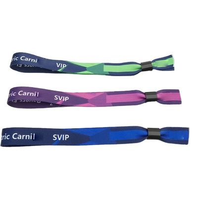 Pulseiras de tecido de cetim de chip RFID personalizadas em amarelo para gestão de festas e eventos