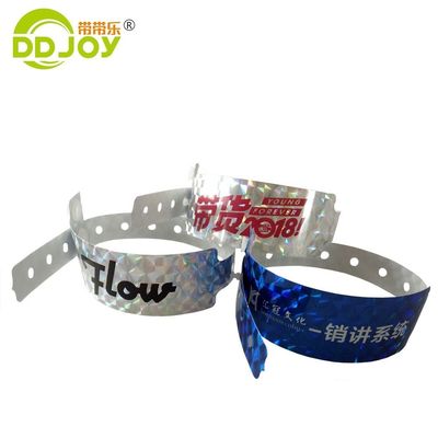 Pulseira Glitter ID Impressão de logotipo personalizado Pulseiras de holograma para ingressos para o festival