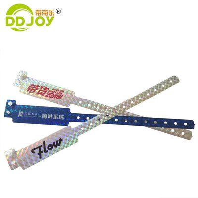 Pulseira Glitter ID Impressão de logotipo personalizado Pulseiras de holograma para ingressos para o festival