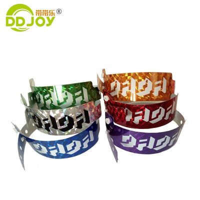 Pulseira Glitter ID Impressão de logotipo personalizado Pulseiras de holograma para ingressos para o festival