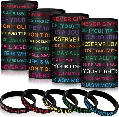 Impressão de tela de seda Logotipo personalizado Pulseira de borracha para eventos e festivais presentes