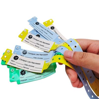 170*18mm Tamanho infantil Pulseira de identificação de PVC Personalizada Pulseira de plástico macio de hospital descartável