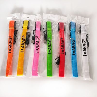 Impressão offset personalizada Nylon flashing LED pulseiras brilham no escuro para eventos Concertos