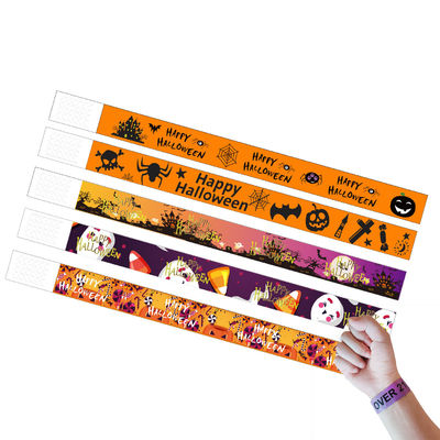 DDJOY 100pcs Happy Halloween Pulseiras de papel impermeáveis Pulseiras Tyvek para Parques