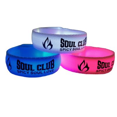 255.16*20mm Custom Printing LED Wrist Band para festas e eventos que brilham no escuro