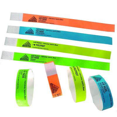 Banda de braço de identificação de casamento padrão impermeável Tyvek pulseiras para eventos e festivais 250 * 19mm