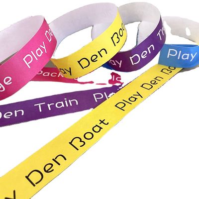 Logotipo personalizado Pulseira impressa Papel à prova d'água Pulseiras Tyvek Fecho adesivo forte