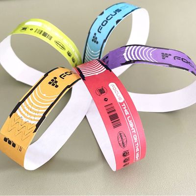 Logotipo personalizado Pulseira impressa Papel à prova d'água Pulseiras Tyvek Fecho adesivo forte