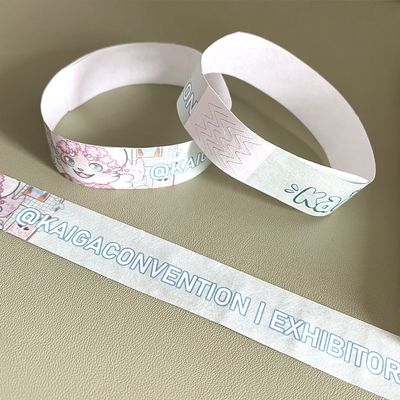 Logotipo personalizado Pulseira impressa Papel à prova d'água Pulseiras Tyvek Fecho adesivo forte