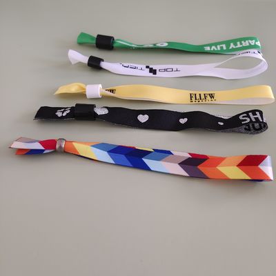 Personalizar Logotipo Eventos Festivais Faixa Satin Pulseira Tecido Tecido Pulseira de Tecido com Arte