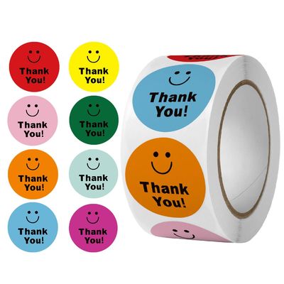 1 polegada 25mm autocolante personalizado lindo arco-íris obrigado autocolante para decoração de presente