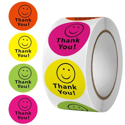 1 polegada 25mm autocolante personalizado lindo arco-íris obrigado autocolante para decoração de presente