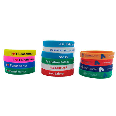 Pulseiras de borracha de impressão de tela de seda impermeável a cores mistas com certificado ISO9001