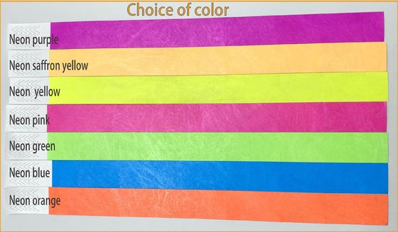 Pulseira Tyvek de impressão personalizada para eventos e festivais em cores de neon vibrantes