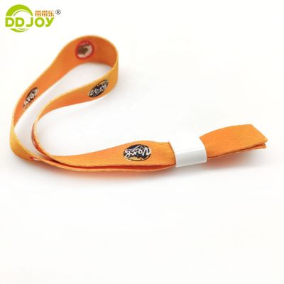 Logotipo personalizado Poliéster Festival Satin Pulseira de fita tecida para eventos 350 * 15mm