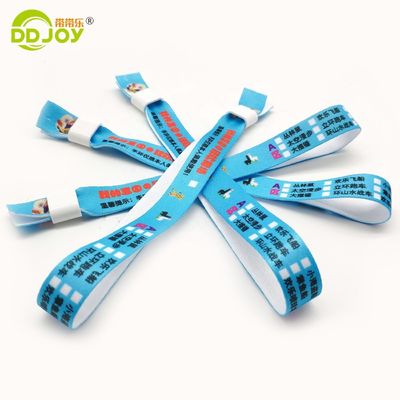 Logotipo personalizado Poliéster Festival Satin Pulseira de fita tecida para eventos 350 * 15mm