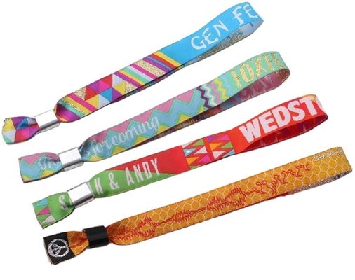 350*15mm Logotipo personalizado Presentes de promoção Pulseiras de poliéster tecidas para evento festival