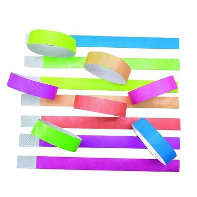 250*25mm/250*19mm Logotipo impresso sob medida Pulseiras de papel ecológico em multicolor para festival