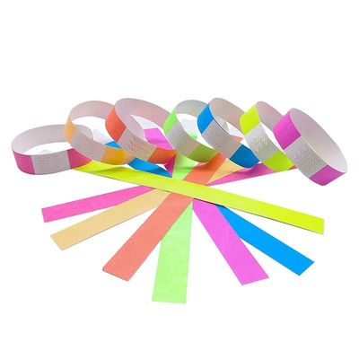 Neon color Tyvek customizable pulseiras 250 * 19mm para festivais e concertos