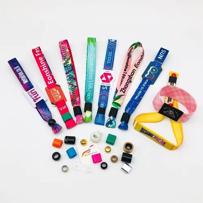 Festa e evento RFID pulseiras de tecido de cetim personalizado com impressão de logotipo Tamanho 350 * 15mm